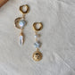 Sun Moon Baroque Pearl Asymmetrical Earrings Freshwater Pearl Earrings Celestial Jewelry Handmade Fairycore Bridesmaid Gift for Her