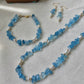 Aquamarine and Pearl Jewelry Necklace Bracelet Earrings 3 Piece Set  Convertible Long Necklace March Birthstone Gift for Her Bridesmaid Gift