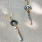 Moon Mother-of-Pearl and Baroque Stick Pearl Earrings – Celestial Mythology Dangle Earrings – Handmade Star and Crescent Moon Jewelry