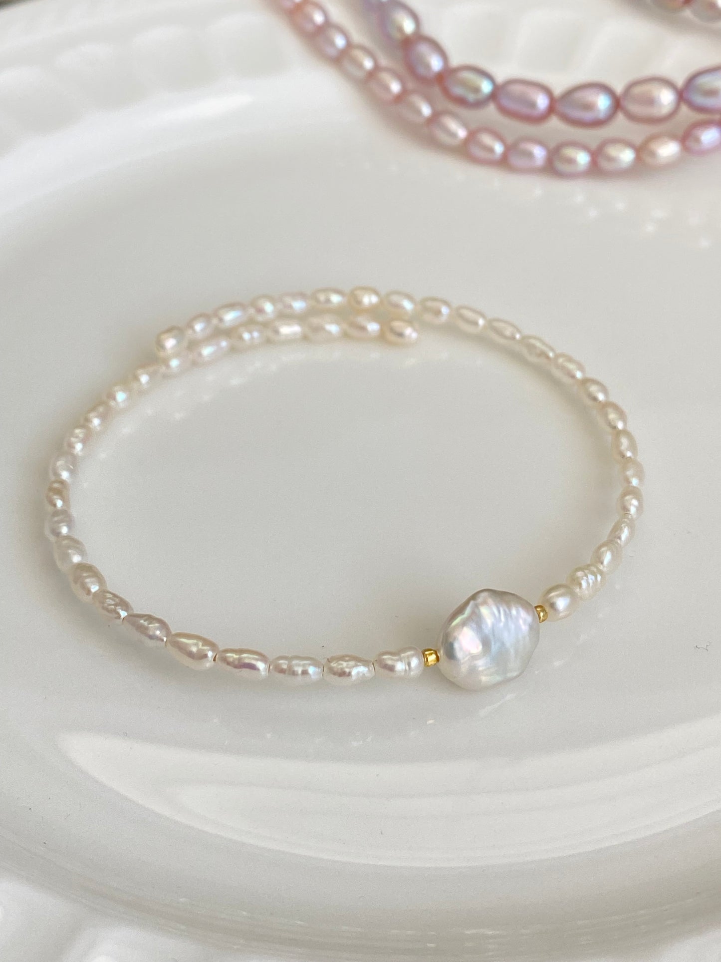 Keshi Petal Pearl Memory Bracelet | Super Minimalist Bracelet | High Luster | Wedding Bridal Bracelet | Elegant Gift for Her