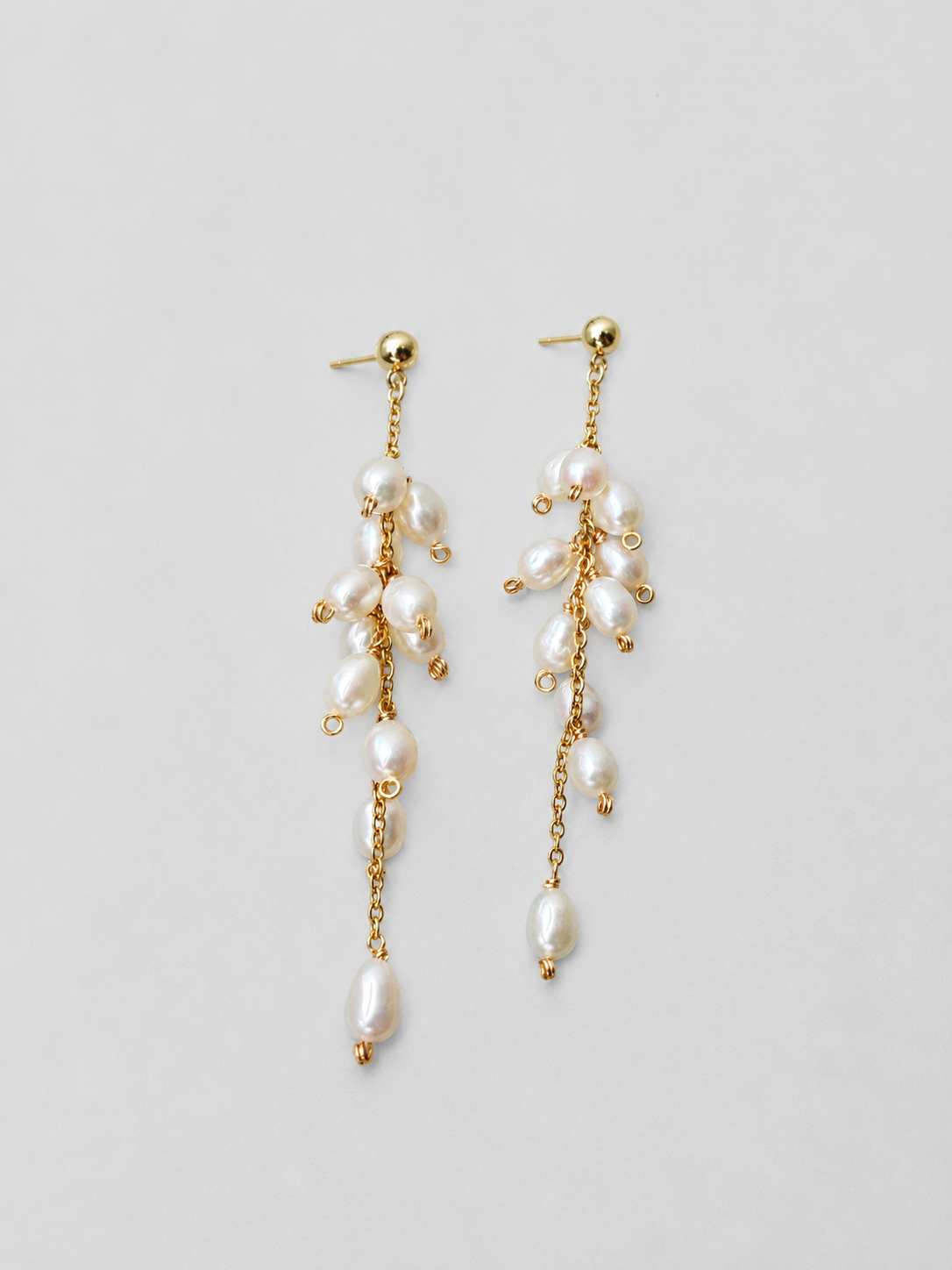 Wisteria & Lily of the Valley Freshwater Pearl Bouquet Earrings