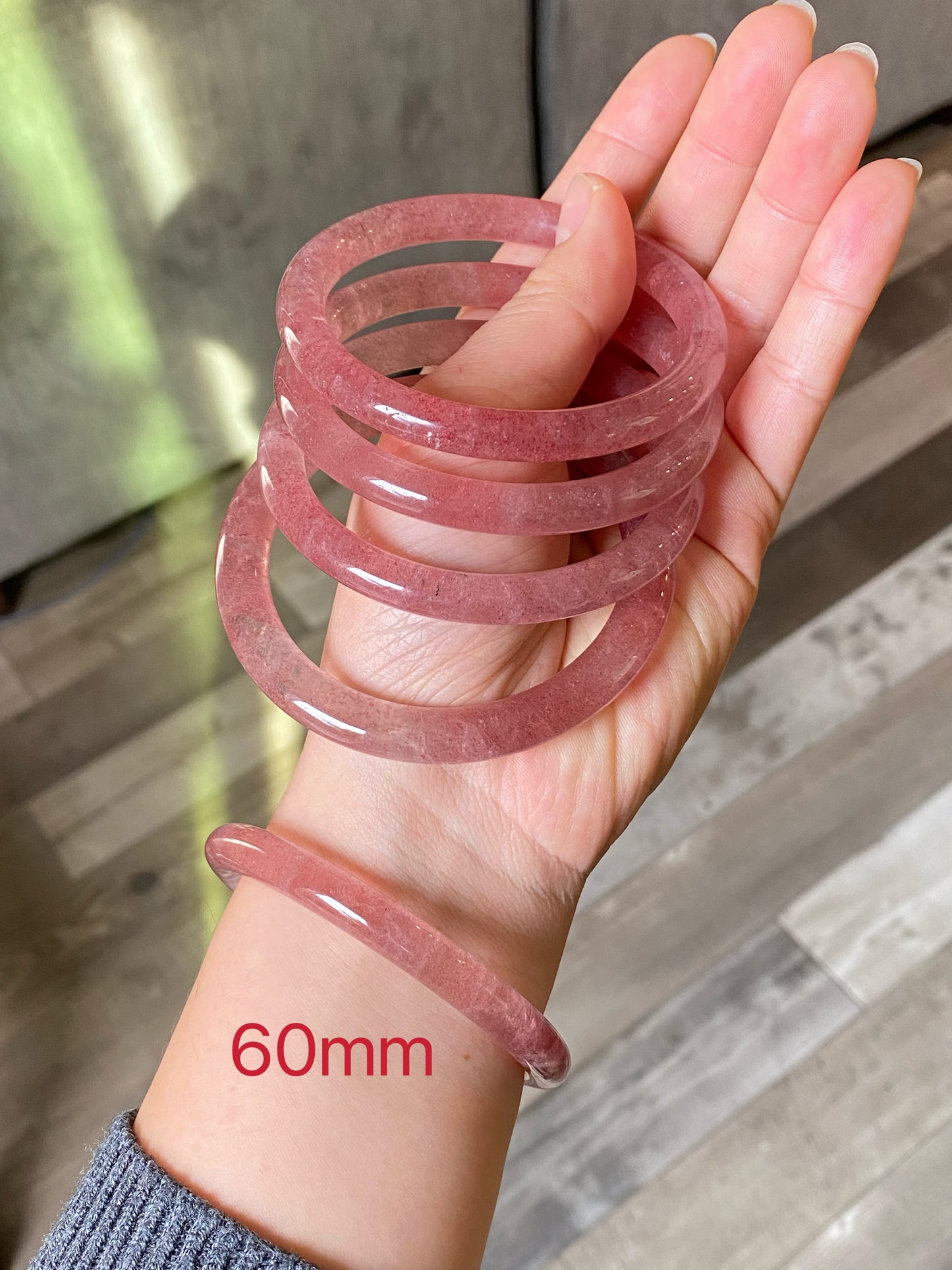 Strawberry Quartz Bangle Bracelet - Natural Healing Energy & Unique Fashion Accessory | Enhance Love and Emotional Connection