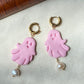 Handmade Pastel Goth Halloween Ghost Pearl Earrings Kawaii Pink Ghost Earrings Spooky Cute Earrings Baroque Pearl Jewelry Halloween earring