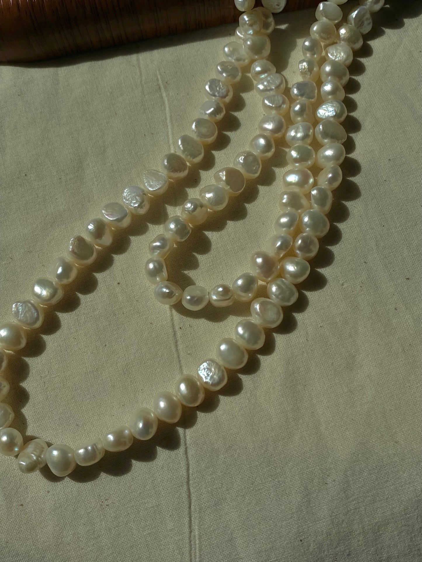 34" Long Baroque Pearl Necklace - Natural Freshwater Pearls | Tarnish-Free 18K Gold Plated Clasp -Jinger Crafting