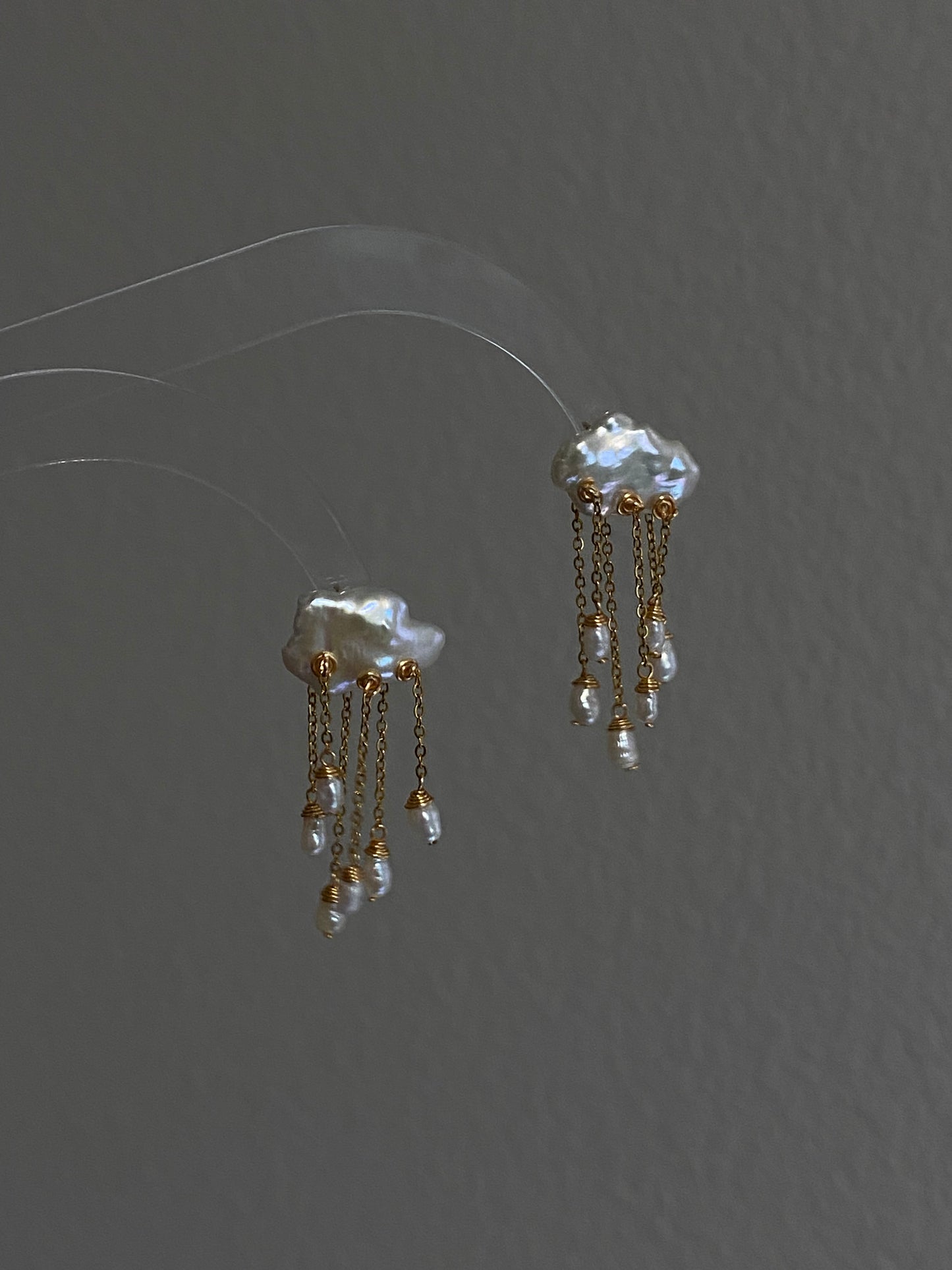 Fancy fun Cloudy and rain drop baroque pearls stud earring-gift for her,birthday gift-Hand pick each pieces