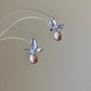Handmade Dainty Butterfly Enamel Pearl Earrings Pink Drop Pearl Earrings Elegant Butterfly Studs Bridesmaid Gift for Her mothers day gift