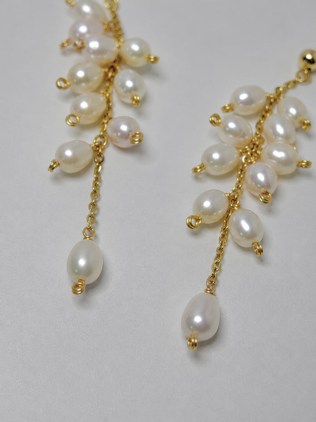 Wisteria & Lily of the Valley Freshwater Pearl Bouquet Earrings