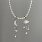 Celestial Cloud  Moon Light Baroque Pearl Necklace Pendant Dangling Earrings