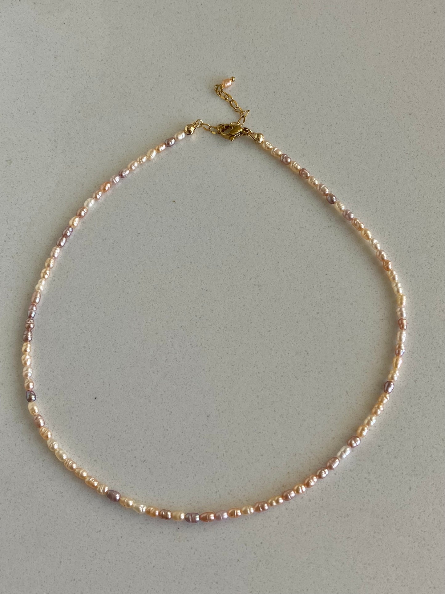 Natural Rice pearl 2-3mm Minimalist Maillard Color Rice Pearl chocker Necklace