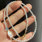 Handmade Baroque Fish Pearl Bead Chocker Necklace  Freshwater Pearl and Aquamarine Ocean Blue Necklace Bridesmaid Gift for Her birthday gift