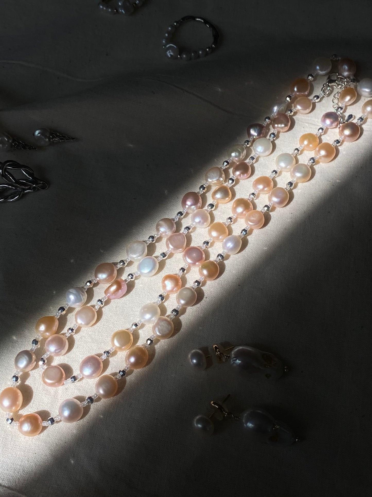 Multicolor Baroque Pearl Long Necklace Convertible Layering Necklace Natural Freshwater Pearls Handmade multiple use necklace gift for her
