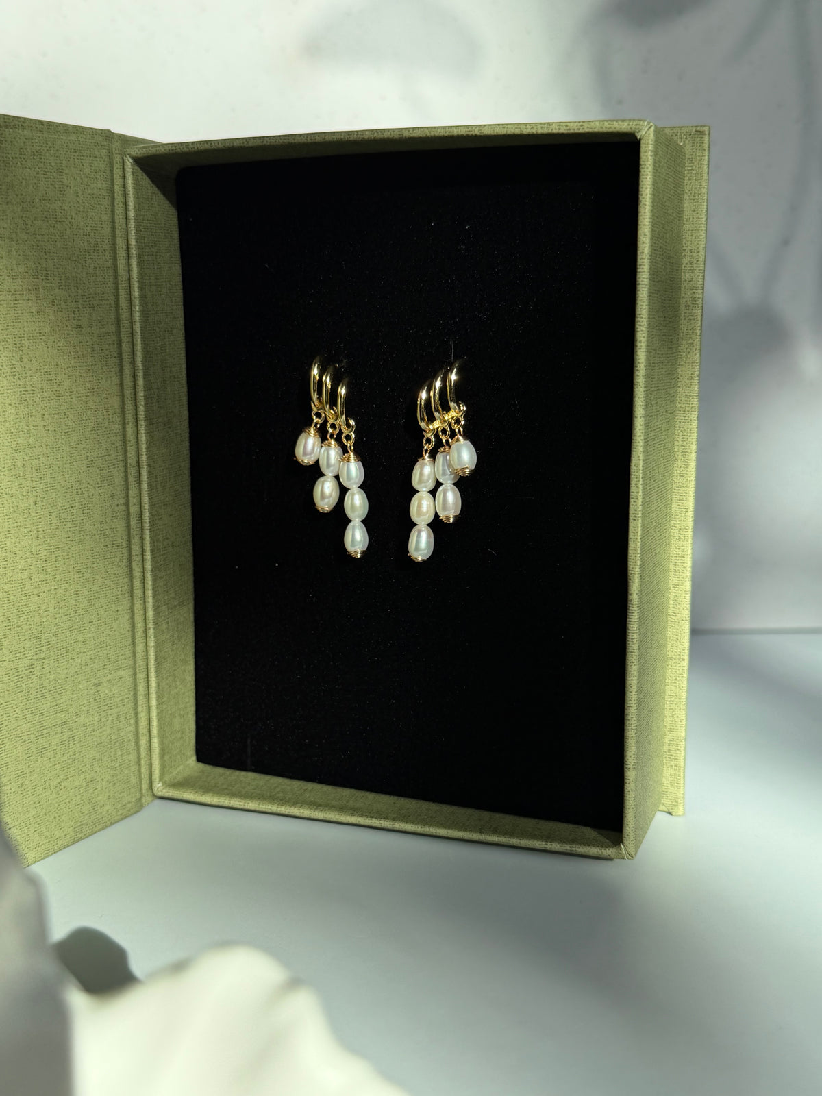 TRINITY DROP | Faux Triple Piercing Pearl Earrings