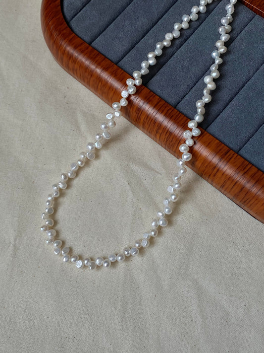 Dainty Petal Baroque Pearl  Necklace Handmade Adjustable  Necklace Minimalism Bridesmaid Gift for her valentines gift