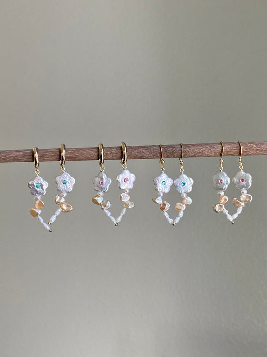 Bellies fairy Baroque Pearl Daisy Earrings Spring love dangle earring unique crush love earring dating jewelry friendship earring