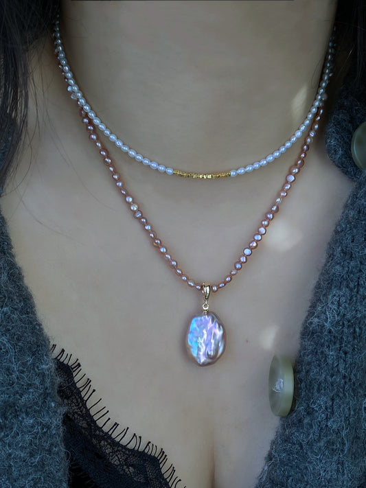 Spring exclusives Handmade Minimalist tiny colorful petal pearl dainty chocker necklace with removal pendant gift for her  anniversary gift