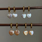 Dainty pearl Heart earrings on 14k gold studs-Pearl Heart Minimalism dangle earrings-Heart Jewelry Set-Heart necklace Bridesmaid Gift