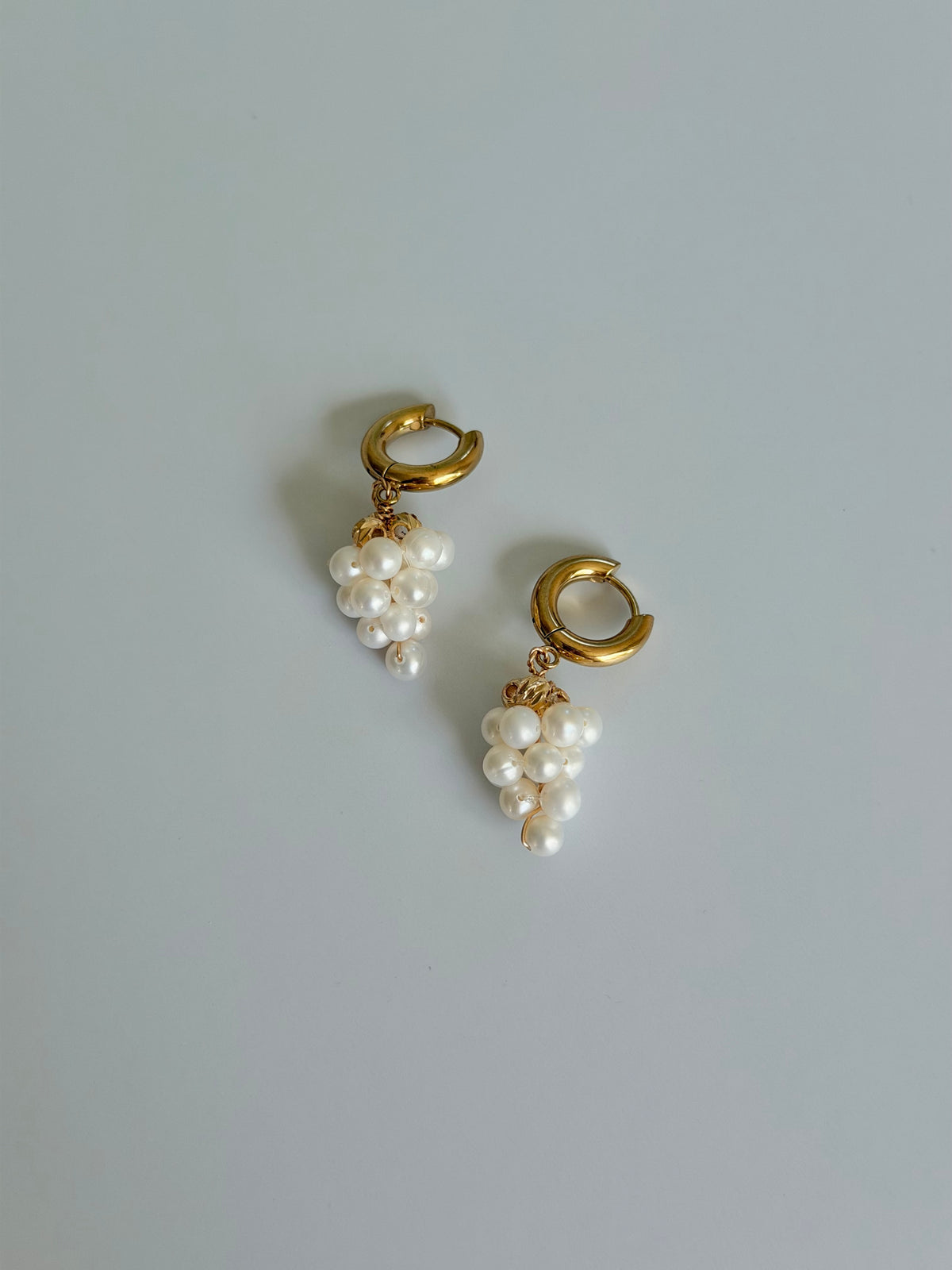 White Grape Pearl Hoop Earrings | NAPA BLANC