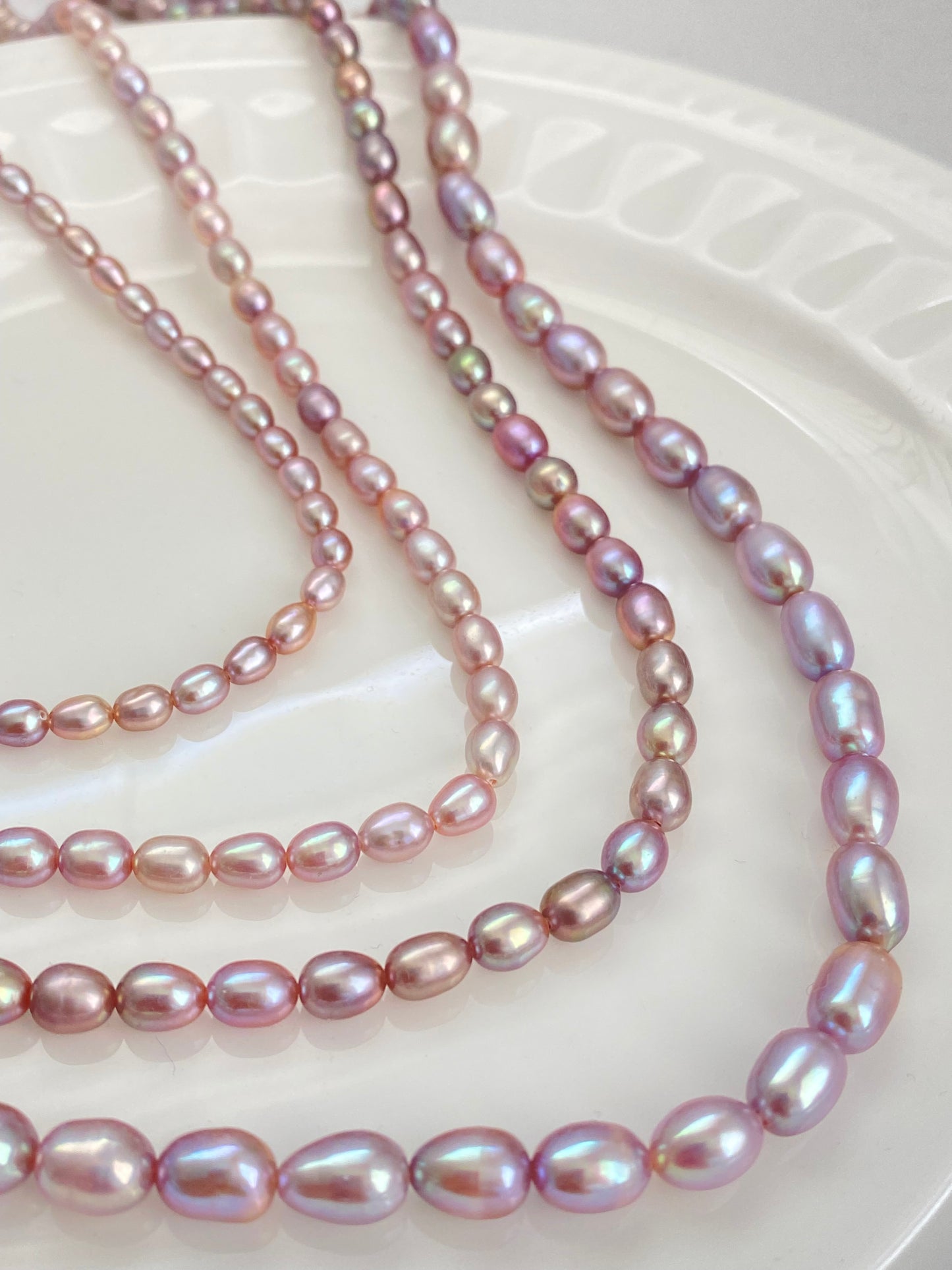 Purple Rice Pearl Wedding Necklace - High Luster Freshwater Pearls | Custom Bridal Jewelry - Jinger Crafting