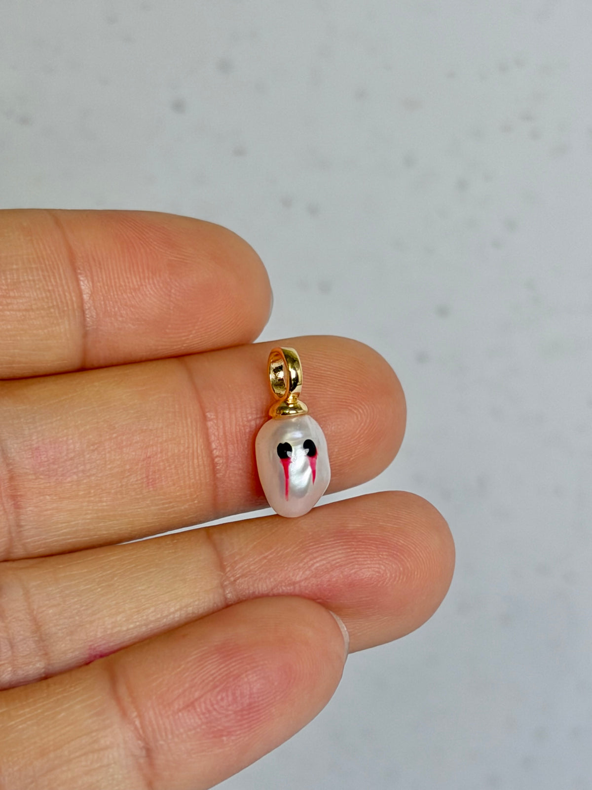 Halloween Jewelry Tiny Pearl Ghost Charm | Bleeding Eye Baroque Pearl