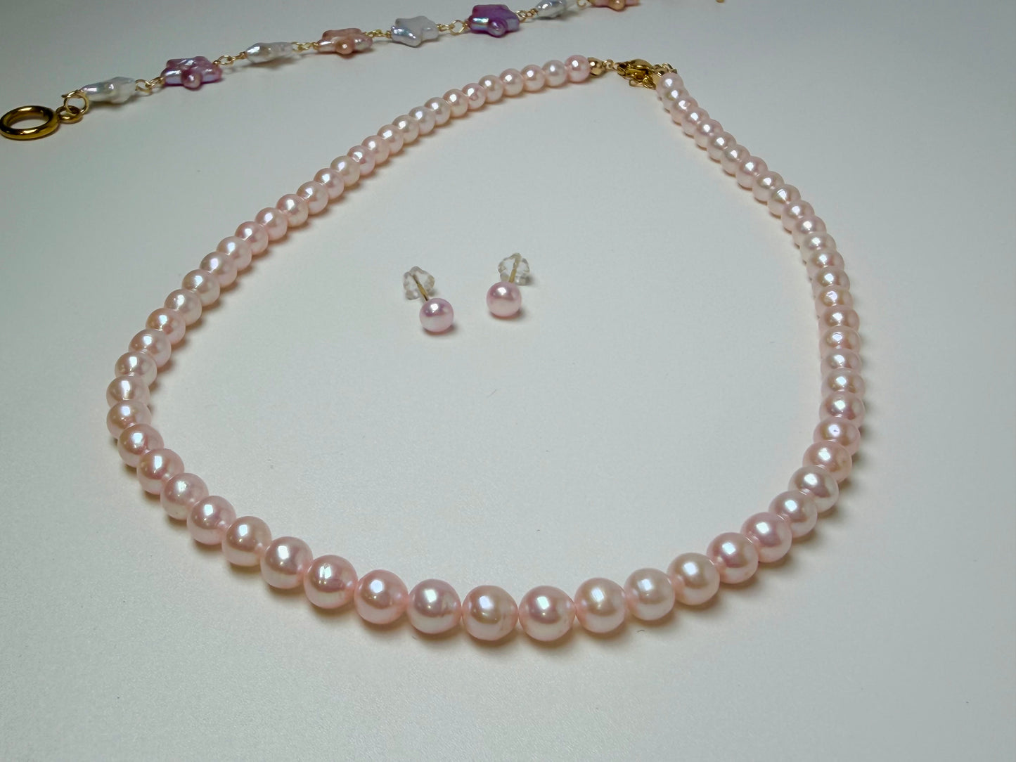 Sakura Pink Freshwater Pearl Necklace | Dainty Minimalist Pearl Choker Necklace