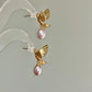 Soaring Bird  Lavender  Pink Pearl Stud Statement Earrings Dainty Everyday Elegance  Romantic Weddings Jewelry Bridesmaid Gift for her