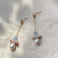 Celestial Angel Pearl Earrings, Aquamarine Baroque Pearl Dangle Earrings, Gold Drop Earrings, Handmade earring Gift for Her Bridesmaid Gift
