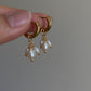 Handmade Triple Pearl 3-in-1 Hoop Earrings | Removable Freshwater Pearl Charm | Dainty Gold Hoops | Versatile Pearl Drop Earrings