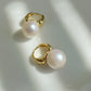 Huge jumbo Freshwater pearls Classic Elegant Gold Clip Huggies with Oversized Pearls Wedding Hoop earring  anniversary Gift for her