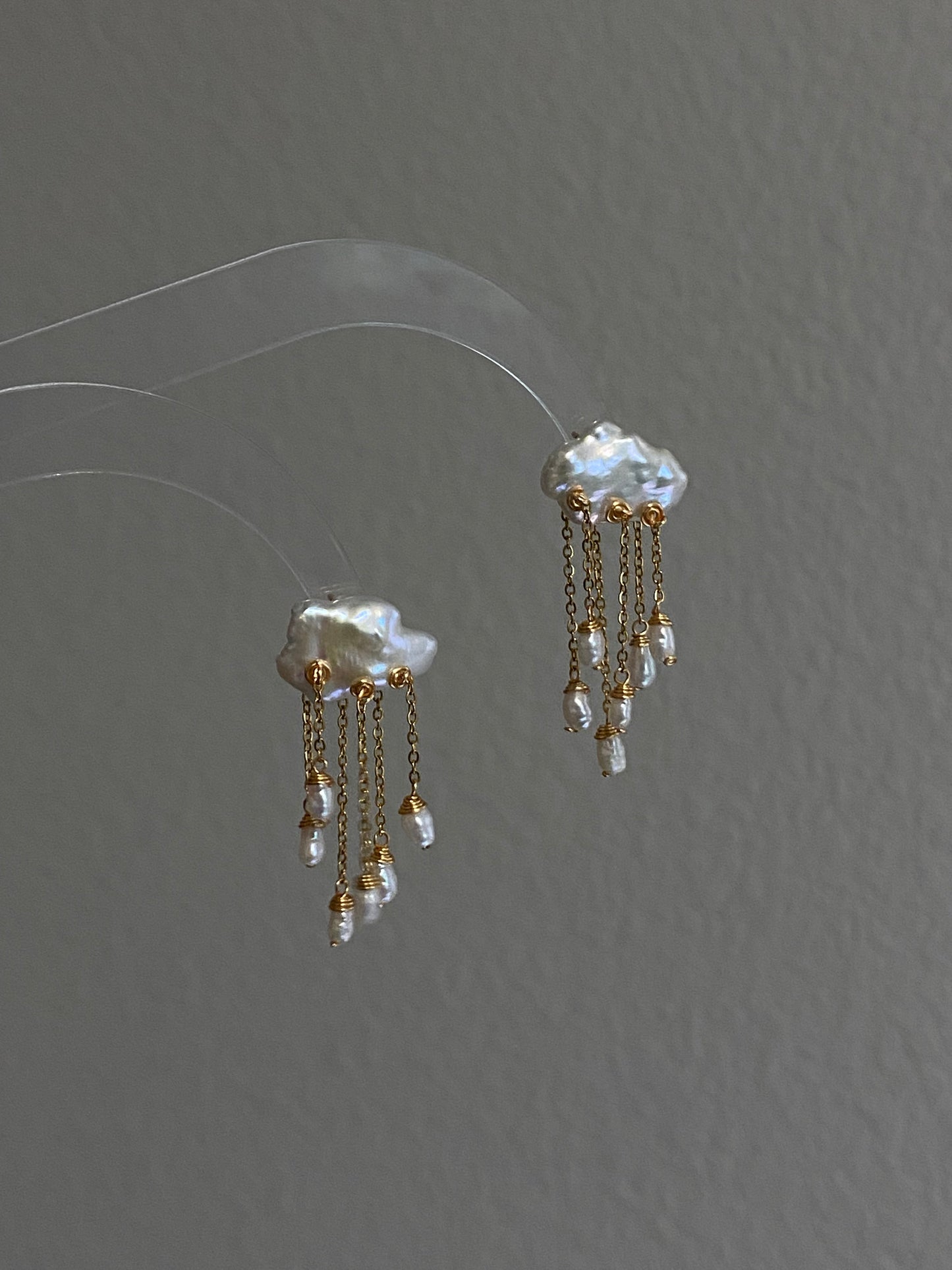 Fancy fun Cloudy and rain drop baroque pearls stud earring-gift for her,birthday gift-Hand pick each pieces
