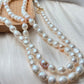 Natural freshwater pearls apricot with candy pearl stone multiple used long pearl necklace,double wrap chocker necklace,gift for her