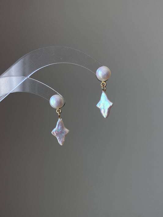 2-in-1 customizable Baroque Pearl dangle earring dainty elegant earring Bridesmaid Gift for her unique handmade earring birthday earring