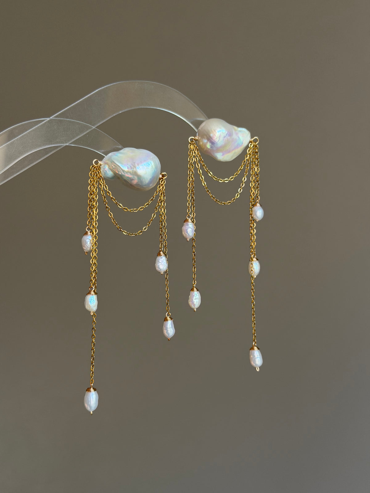 Ardelle Baroque Pearl Draped Chain Earrings