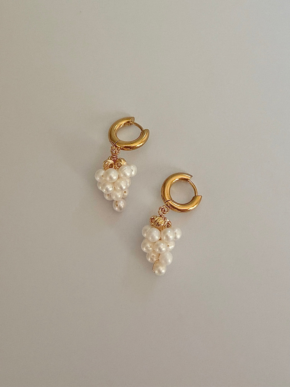 White Grape Pearl Hoop Earrings | NAPA BLANC