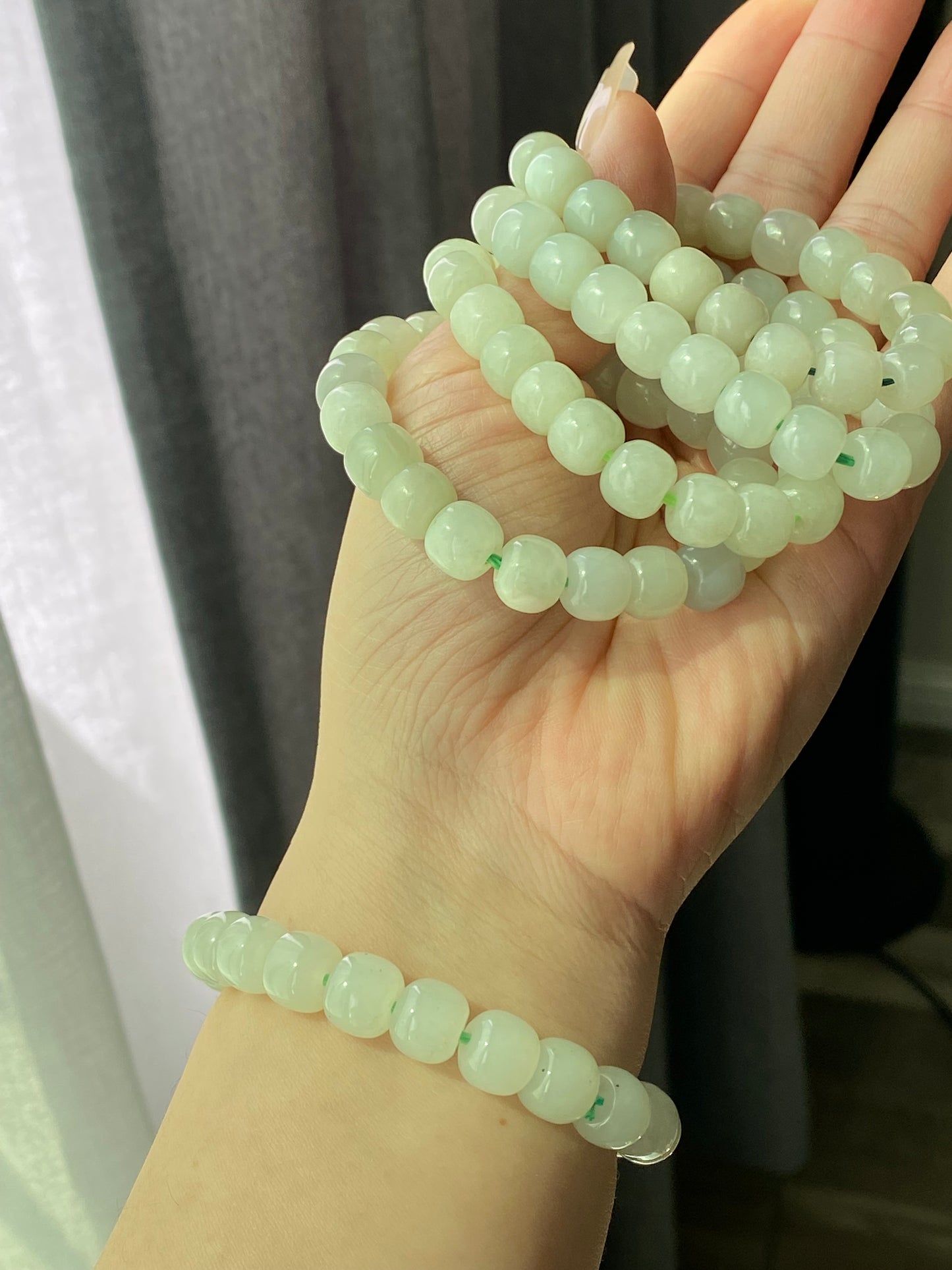 AA  Natural White Jade square bead handmade Bracelet Best lucky Gift for her,gift for Mom,meditation crystal bracelet gift for him