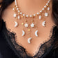 Moon & Star Baroque Pearl Necklace | LUNA Collection, Celestial Freshwater Pearl Fringe Necklace, Handmade Bridal Jewelry