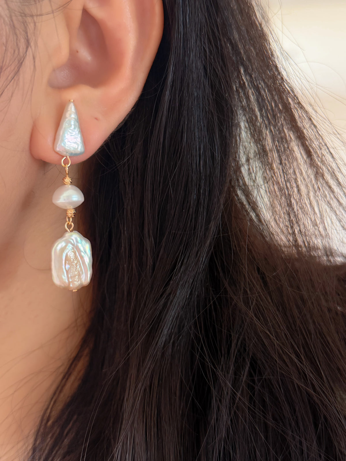 ÉLANE Baroque Pearl Drop Earrings | Long Freshwater Pearl Earrings