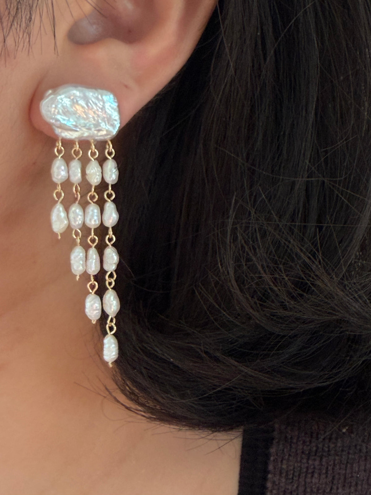 Sappho Drop | Baroque Pearl Chandelier Earrings