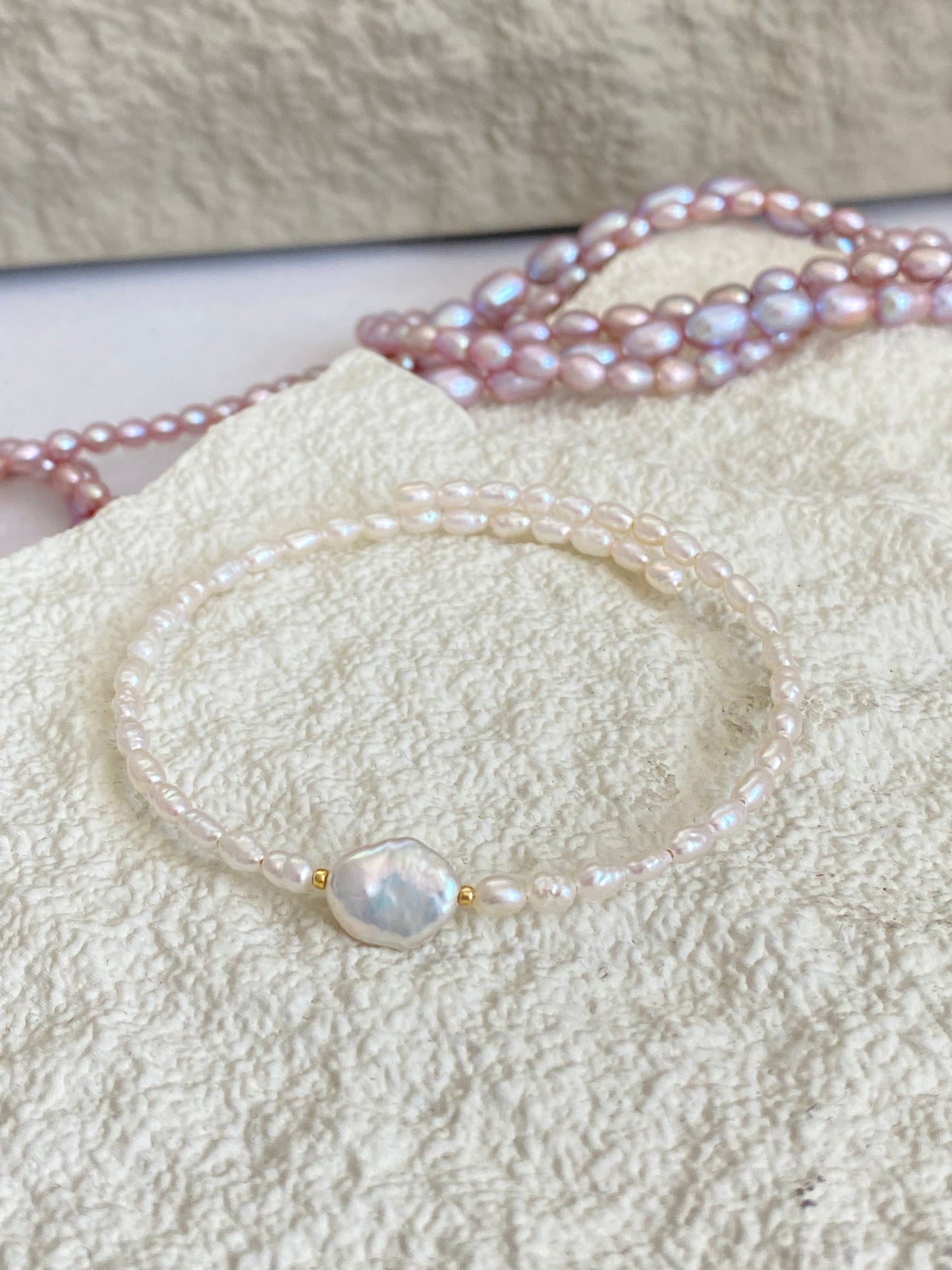 Keshi Petal Pearl Memory Bracelet | Super Minimalist Bracelet | High Luster | Wedding Bridal Bracelet | Elegant Gift for Her