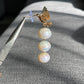 Baroque Triple Pearl Drop Earrings with Gold Hummingbird Studs – Elegant Nature-Inspired Statement Weddings Earrings