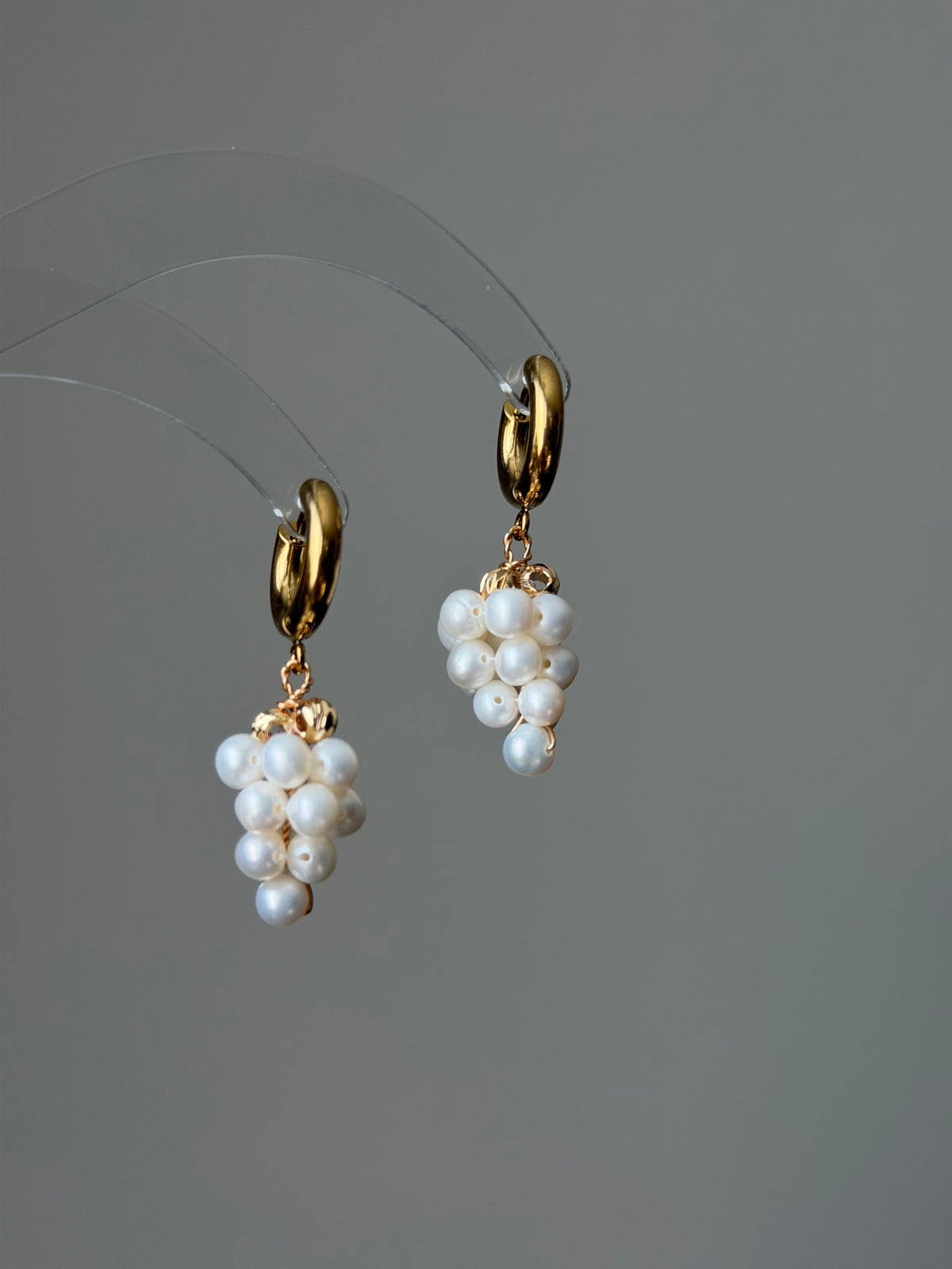 White Grape Pearl Hoop Earrings | NAPA BLANC