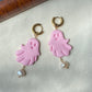 Handmade Pastel Goth Halloween Ghost Pearl Earrings Kawaii Pink Ghost Earrings Spooky Cute Earrings Baroque Pearl Jewelry Halloween earring
