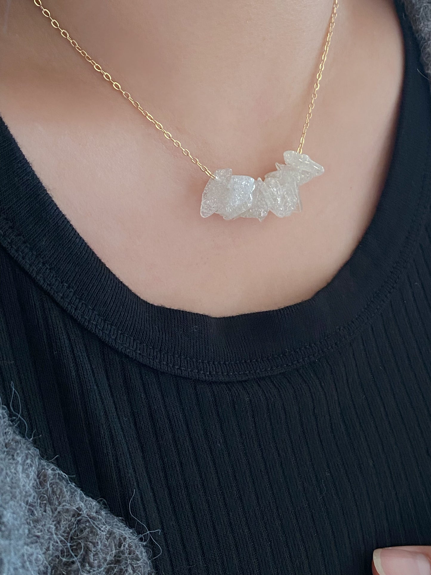 Libyan Desert Glass Smile line Necklace-Healing Necklace - Serenity and Protection Charm Jewelry