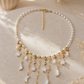 Moon & Star Baroque Pearl Necklace | LUNA Collection, Celestial Freshwater Pearl Fringe Necklace, Handmade Bridal Jewelry