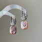 Asymmetrical Baroque Pearl Earrings  Iridescent Rectangle Pearls  Textured Silver Studs Minimalist Statement earring gift for her