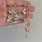 Handmade Baroque Petal Pearl Drop Earrings Adjustable Length Tassel Earrings Inspired by Wisteria Dainty romance Bridesmaid Gift for her