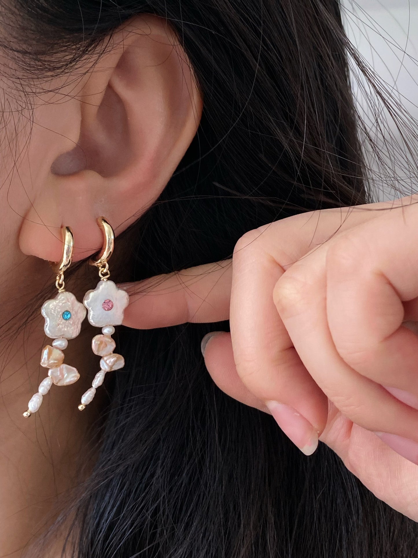 Bellies fairy Baroque Pearl Daisy Earrings Spring love dangle earring unique crush love earring dating jewelry friendship earring