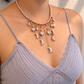 Lavender Baroque Pearl Necklace, Moon Star Heart Charm Tassel Jewelry-LUNARIA