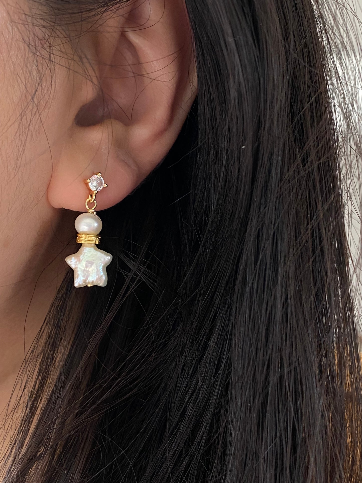 Best Wishing Bottle Pearl Earrings Baroque Pearl Star Dangle Earring Detachable Pendant 3-in-1 Necklace & Earrings Dreamy Gift for Her