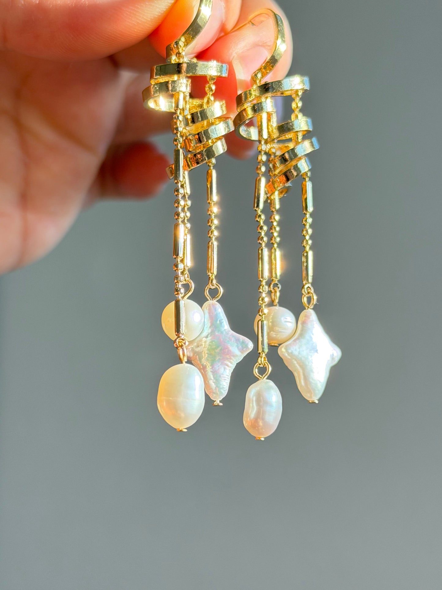 Castle in the Sky Pearl Earrings | Ethereal Celestial Jewelry –Jinger Crafting