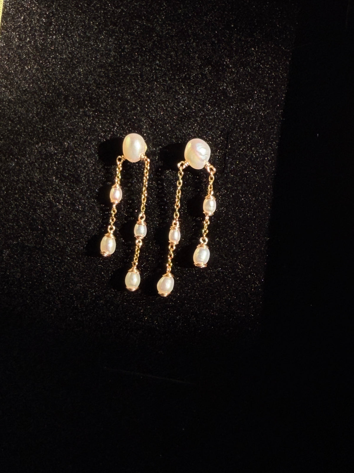 Sylvie Double Chain Pearl Earrings